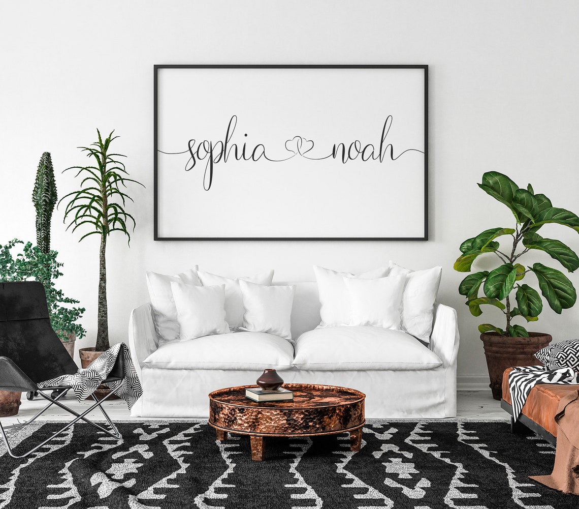 Couple Names Script Calligraphy Heart Wedding Anniversary Poster - Image 2