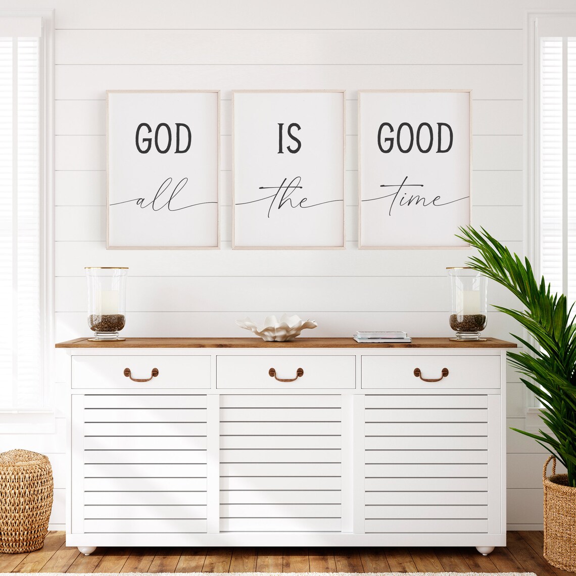 God Is Good All The Time Trio Minimalist Christian Typography Quote Poster - Image 4