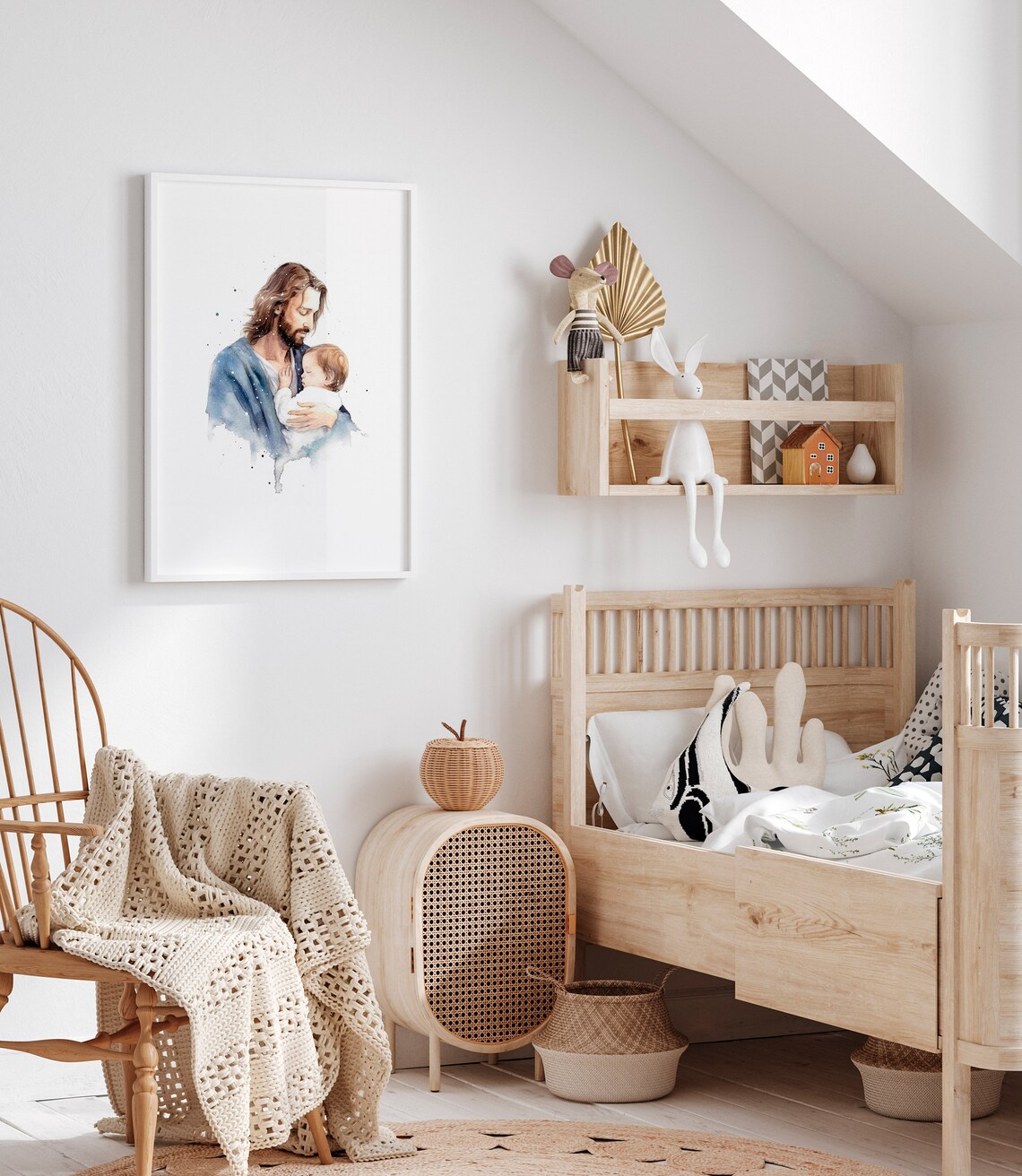Jesus Painting With Boy, Christian Nursery Art Print - Image 2