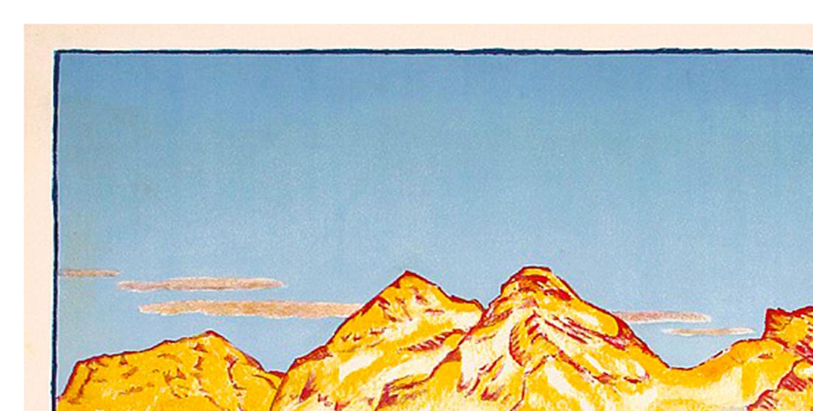 Arosa Switzerland Golden Snowy Alps Vintage Ski Travel Poster - Image 2