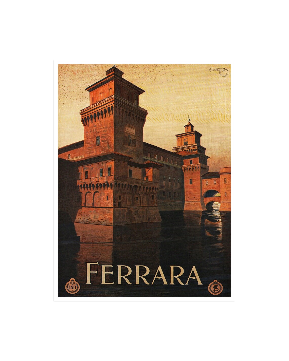 Ferrara Italy Vintage Travel Poster, Art Print