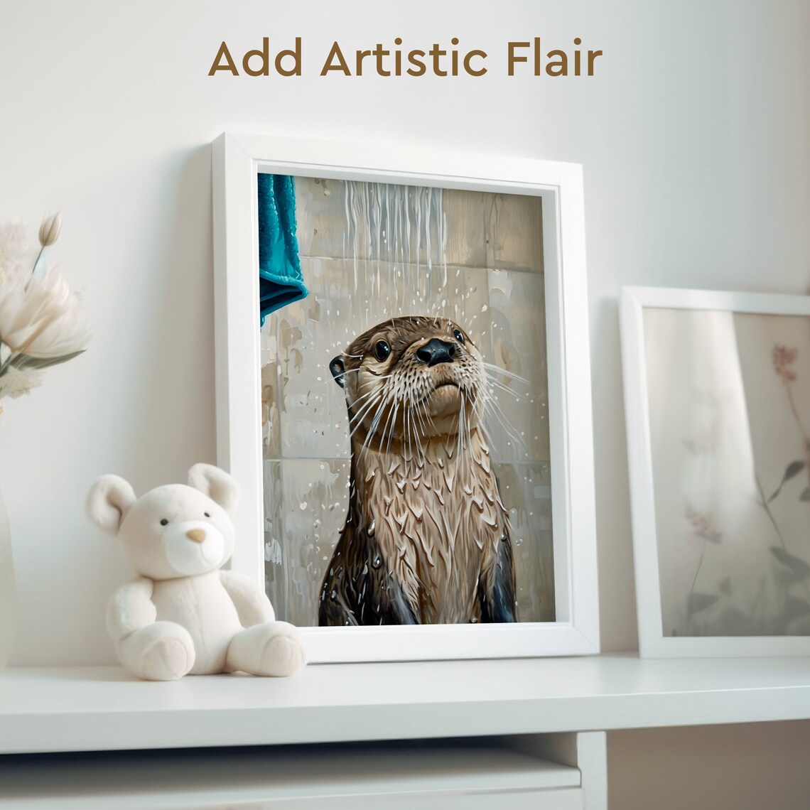 Bathroom Rain Shower Otter Art Print, Funny Bath Decor - Image 2