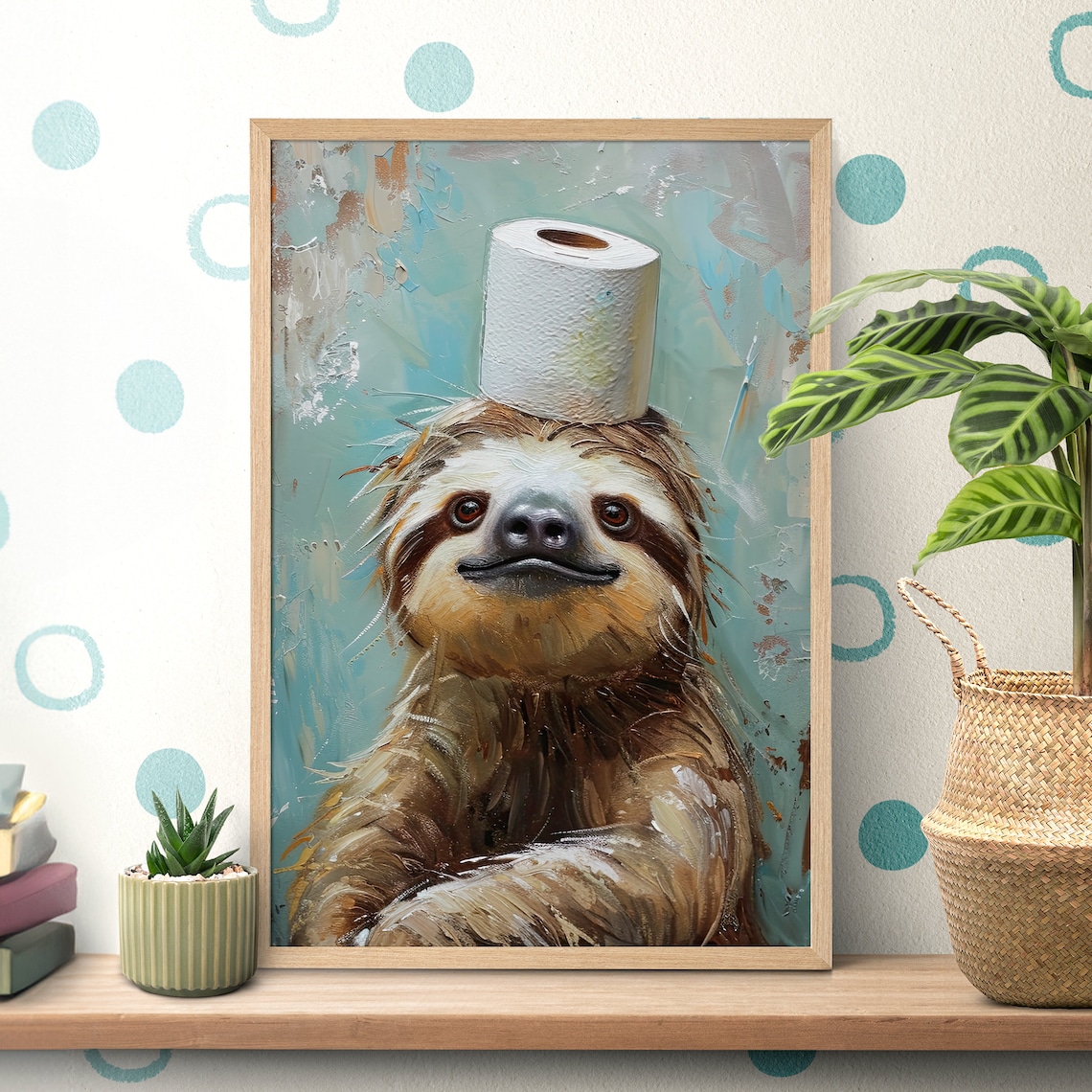 Bathroom Toilet Paper Sloth, Funny Animal Poster