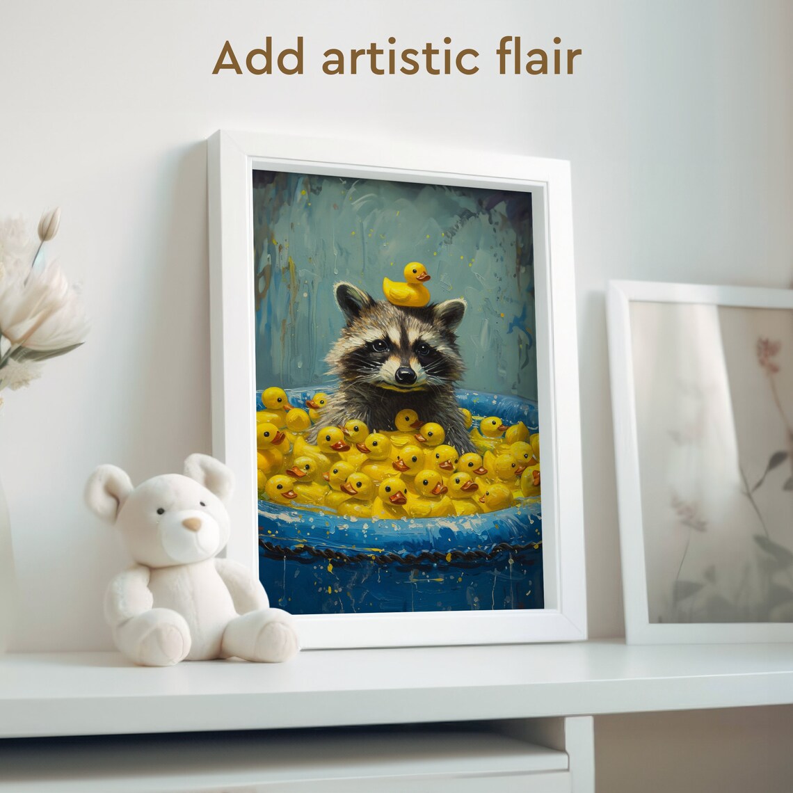 Rubber Duck Raccoon Bathroom Humor Poster Print - Image 2