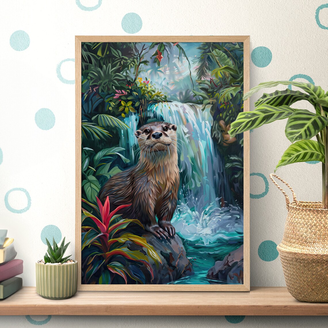 Tropical Rainforest Otter Oil-Painting Art Print