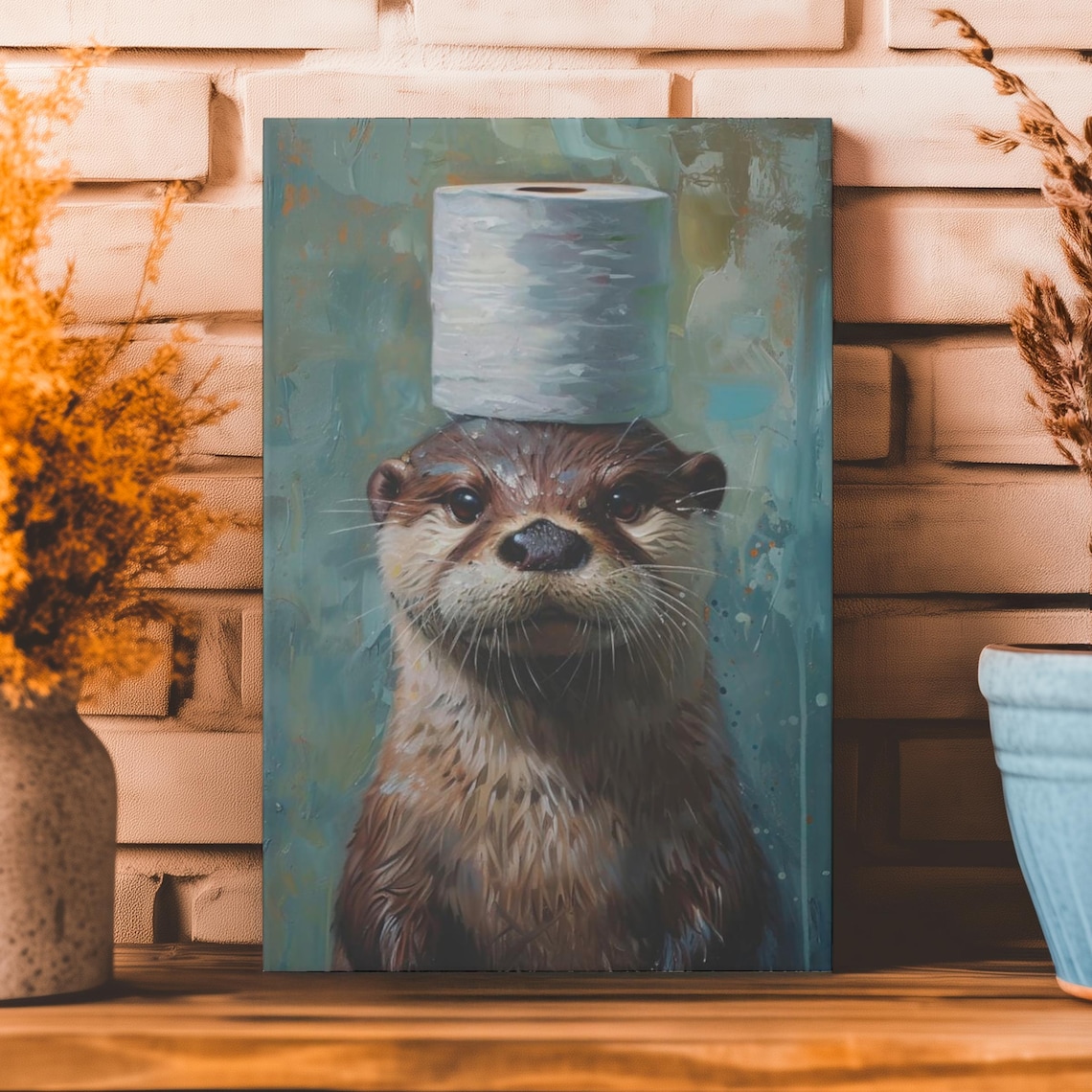 Sea Otter Bathroom Wall Art Print, Bath Decor