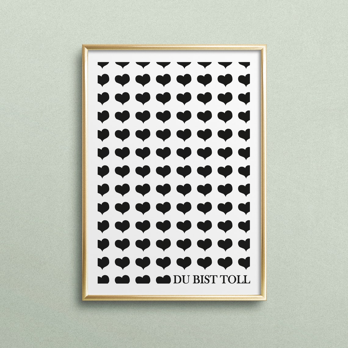 Du Bist Toll German Hearts Typography Quote Minimalist Poster