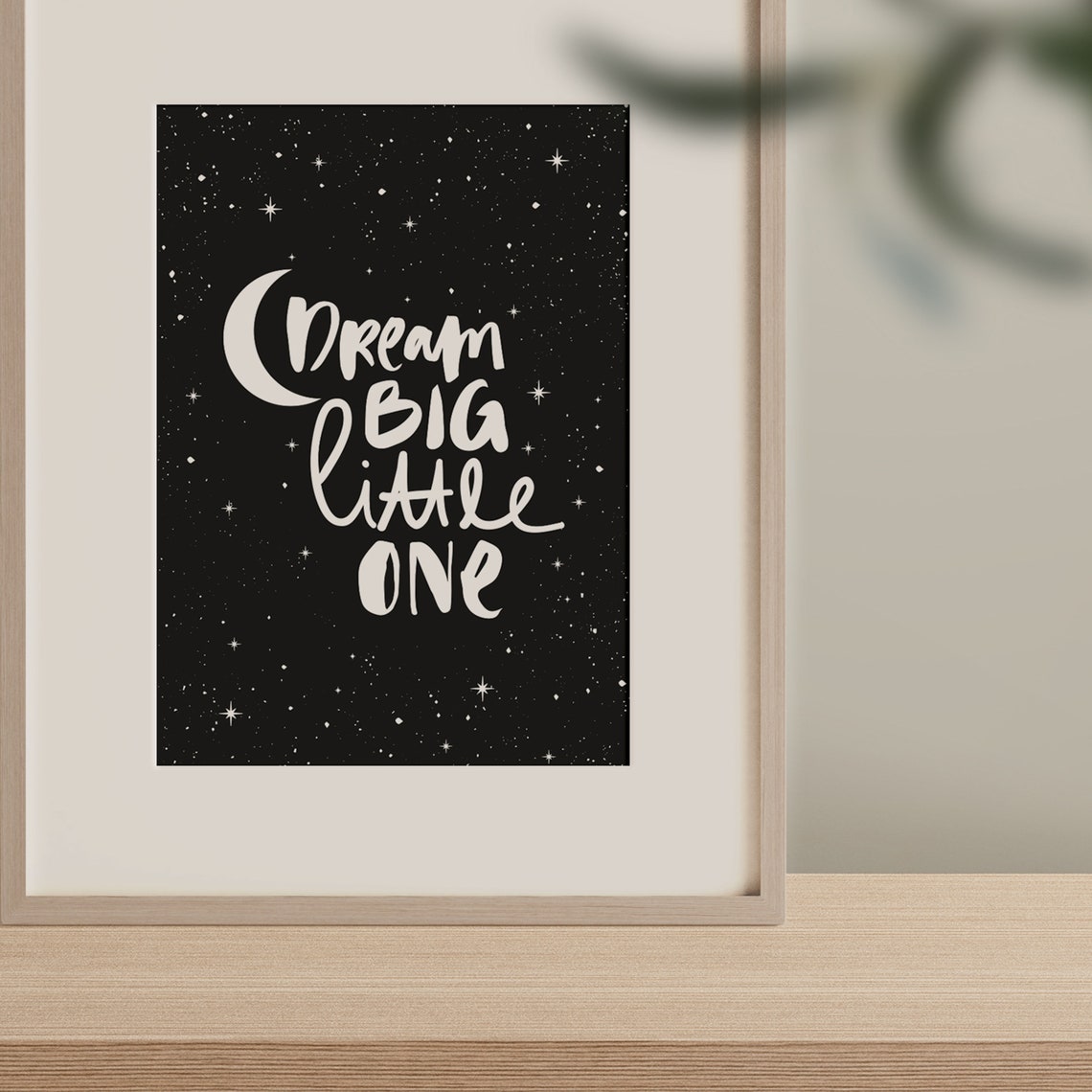 Dream Big Little One Crescent Moon Starry Night Nursery Poster - Image 3