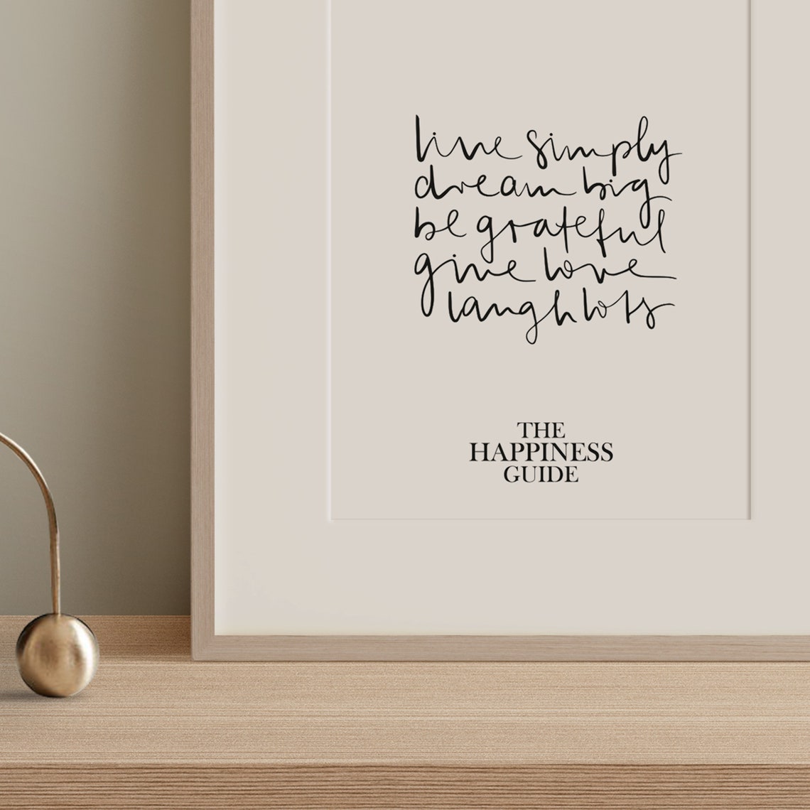 The Happiness Guide Live Simply Dream Big Hand Lettered Poster - Image 3
