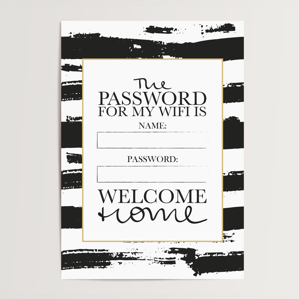 My Wifi Password Fill In Guest Sign Black White Stripe Poster - Image 4