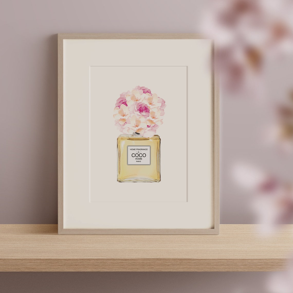 Coco Home Paris Peony Yellow Perfume Bottle Watercolor Poster - Image 3