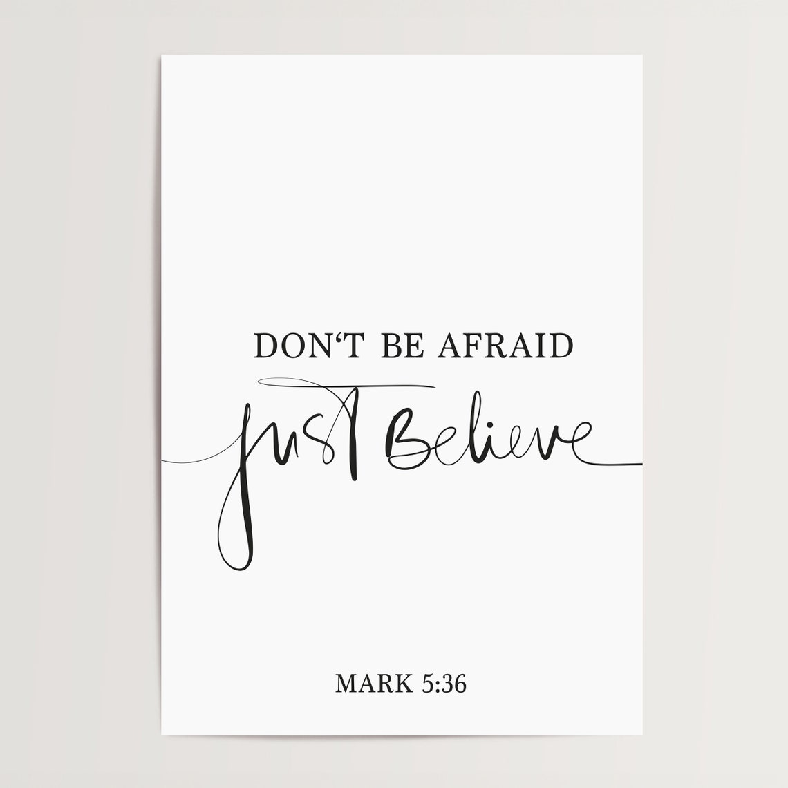 Don't Be Afraid Just Believe Mark 5:36 Scripture Quote Poster - Image 4