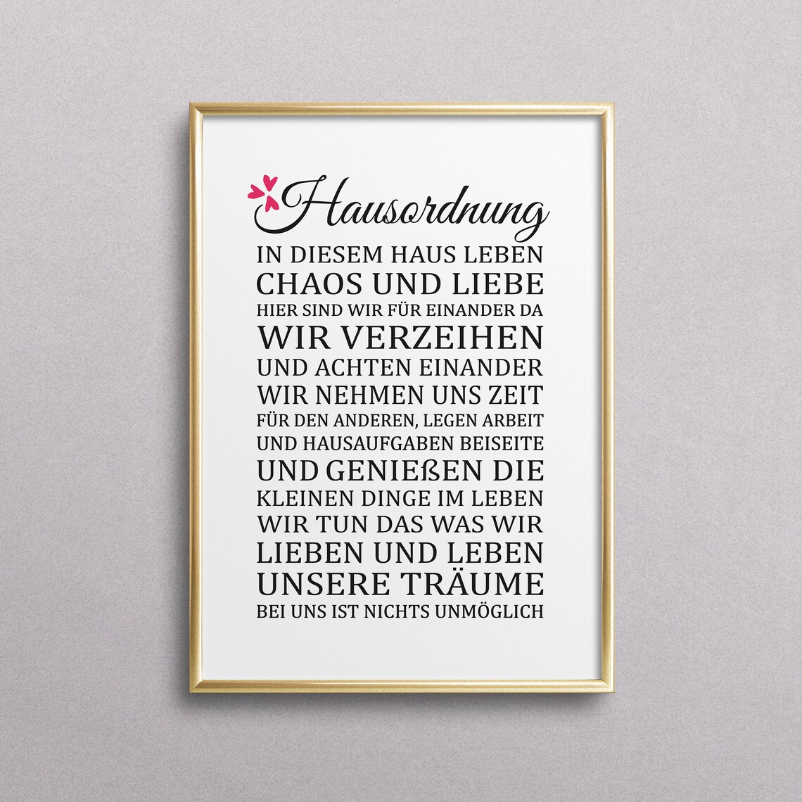 Hausordnung German House Rules Typography Art Print