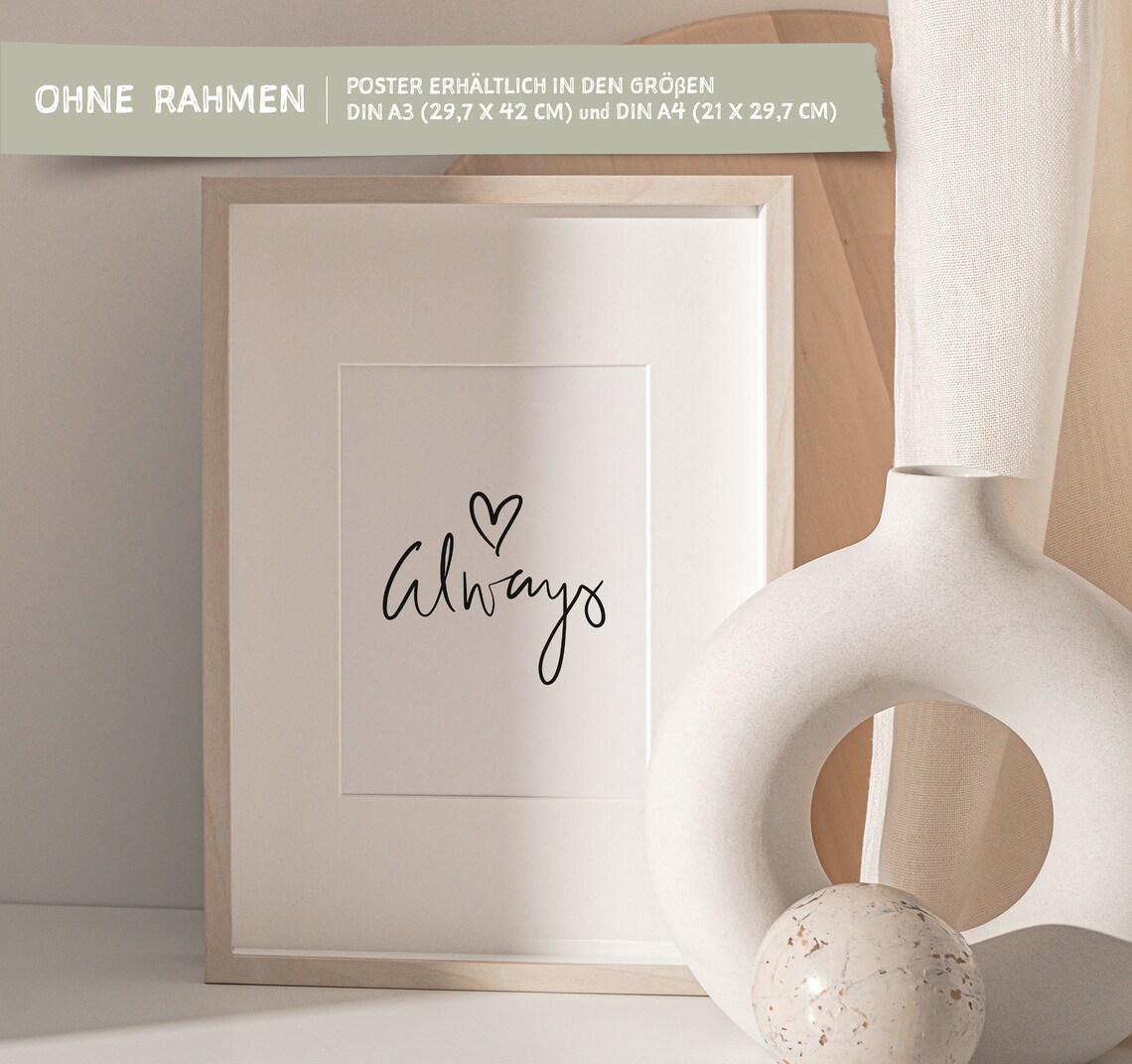 Always Typography Art Print, Romantic Quote Decor - Image 3
