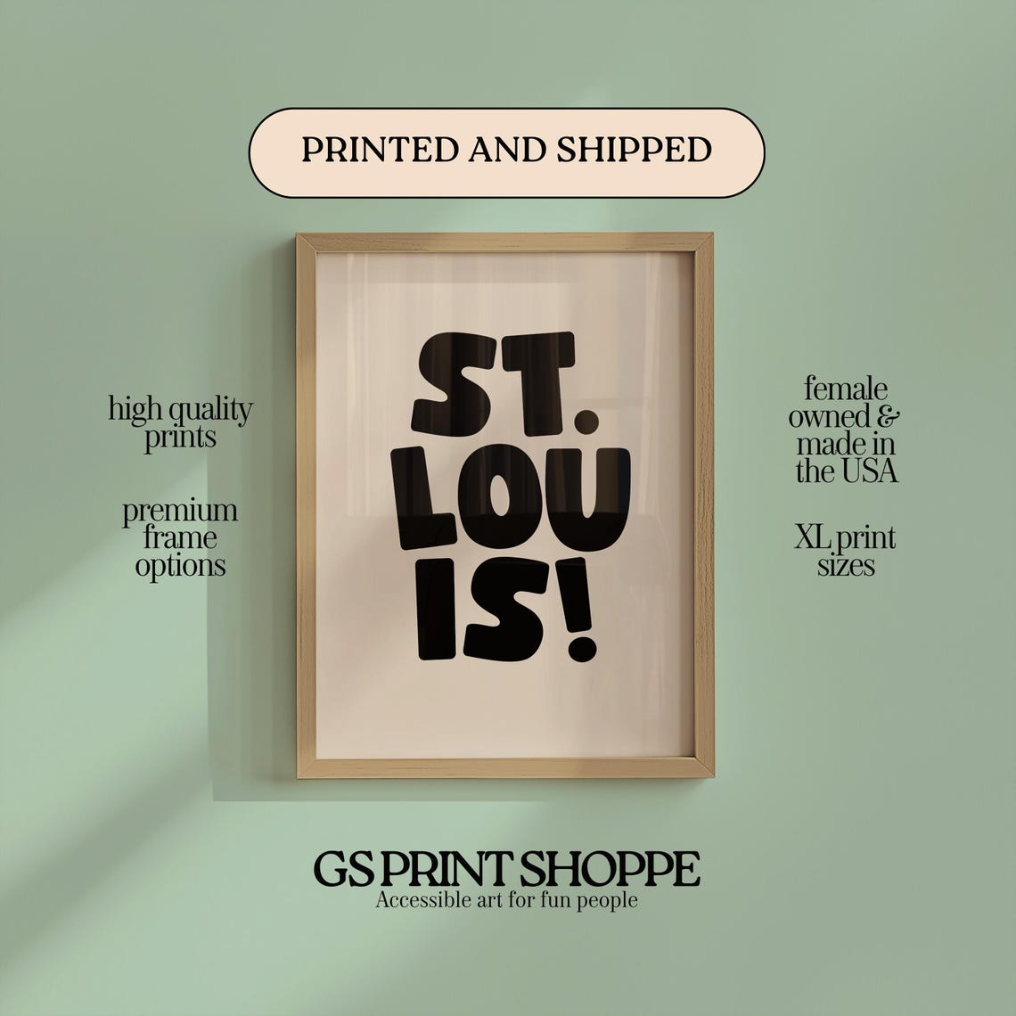 St Louis Missouri Chunky Retro Typography Bold City Name Poster