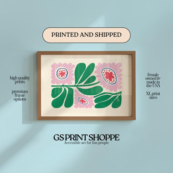 Abstract Pink Floral Horizontal Art Print