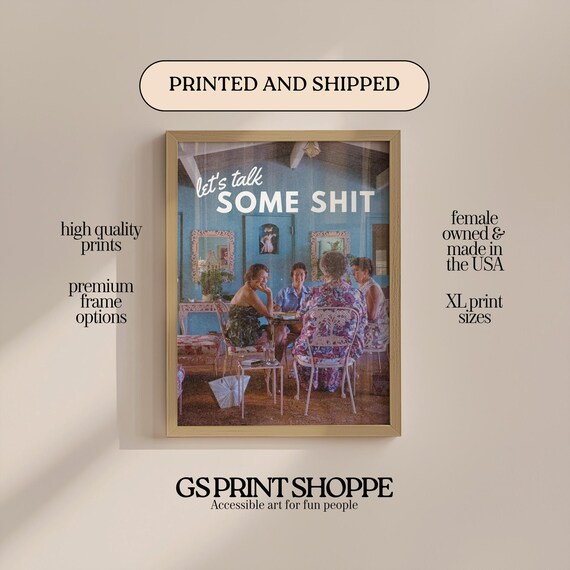 Lets Talk Some Shit Vintage Women Gossiping Funny Photo Poster