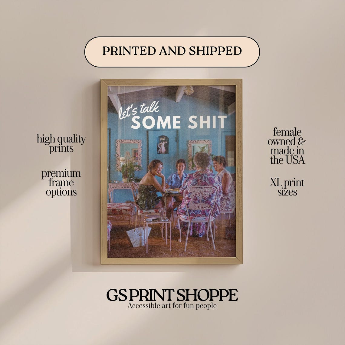 Lets Talk Some Shit Vintage Women Gossiping Funny Photo Poster