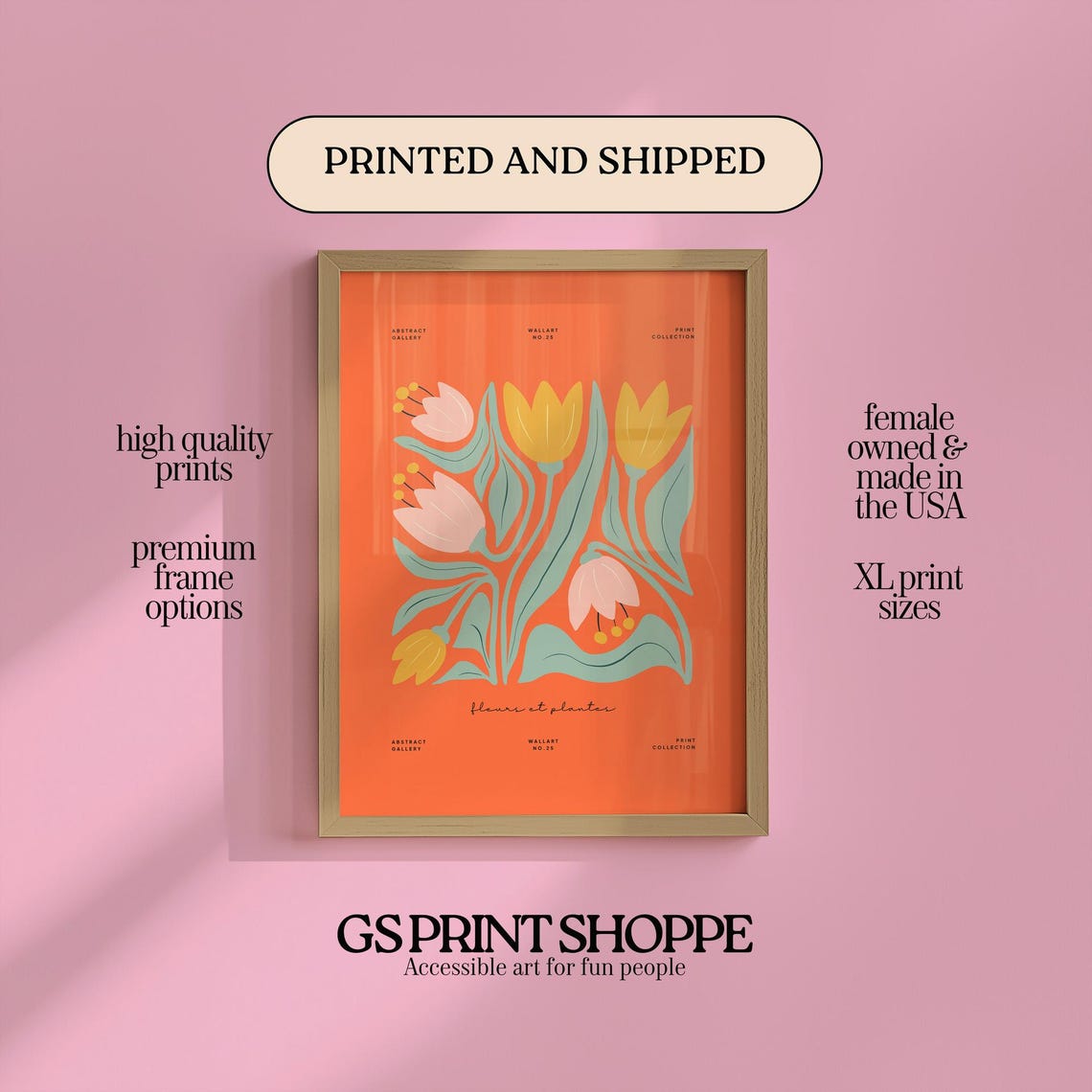 Orange Tulips Abstract Floral Art Fleurs et Plantes Botanical Poster