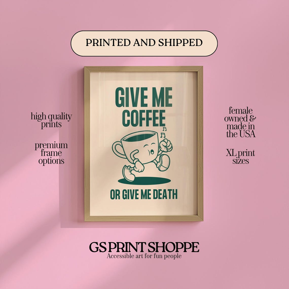 Give Me Coffee Vertical Art Print