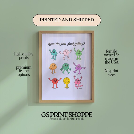 Cute Cartoon Feelings Chart How Do You Feel Today Emotion Poster
