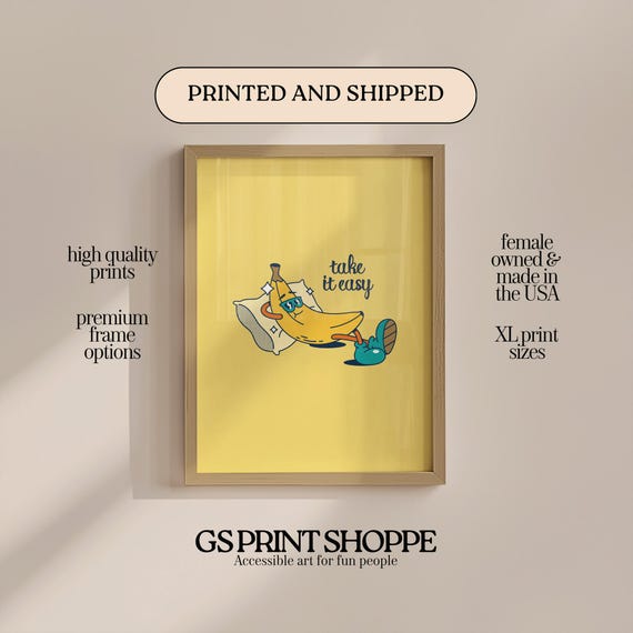 Take It Easy Banana Vertical Yellow Art Print