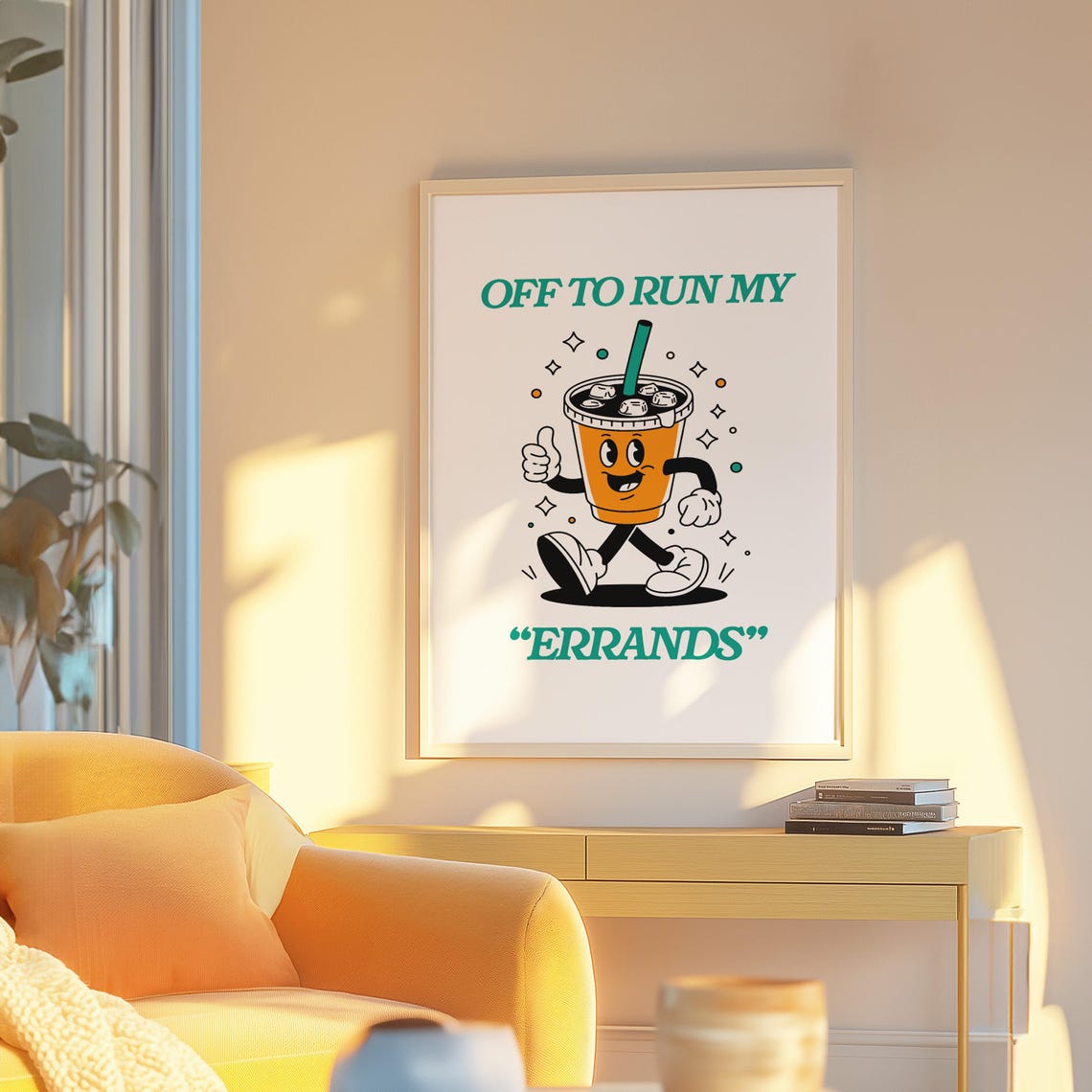 Off To Run My Errands Funny Coffee Cartoon Iced Latte Poster - Image 2