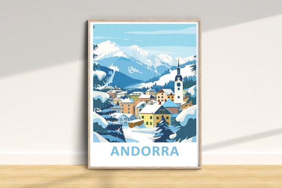 Andorra Travel Print Poster Wall Art Winter Home Decor Gift Ski
