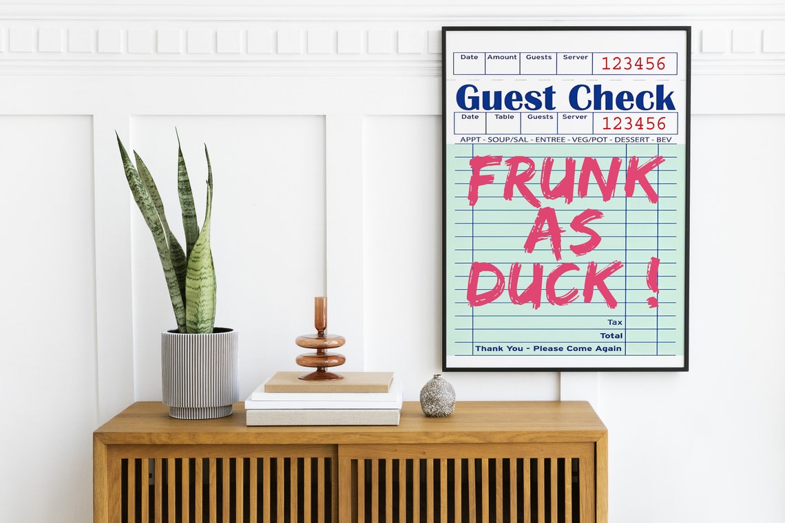 Guest Check Poster Frunk As Dunk Funny Bar Cart Wall Art Preppy Girly Dorm Room Decor Trendy Kitchen Sign - Image 2