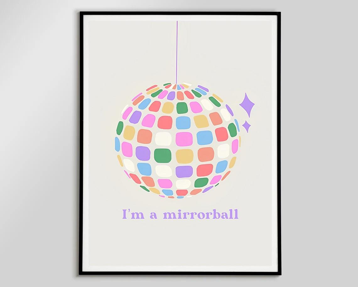 I'm A Mirrorball Colorful Disco Ball Folklore Song Lyric Poster - Image 2