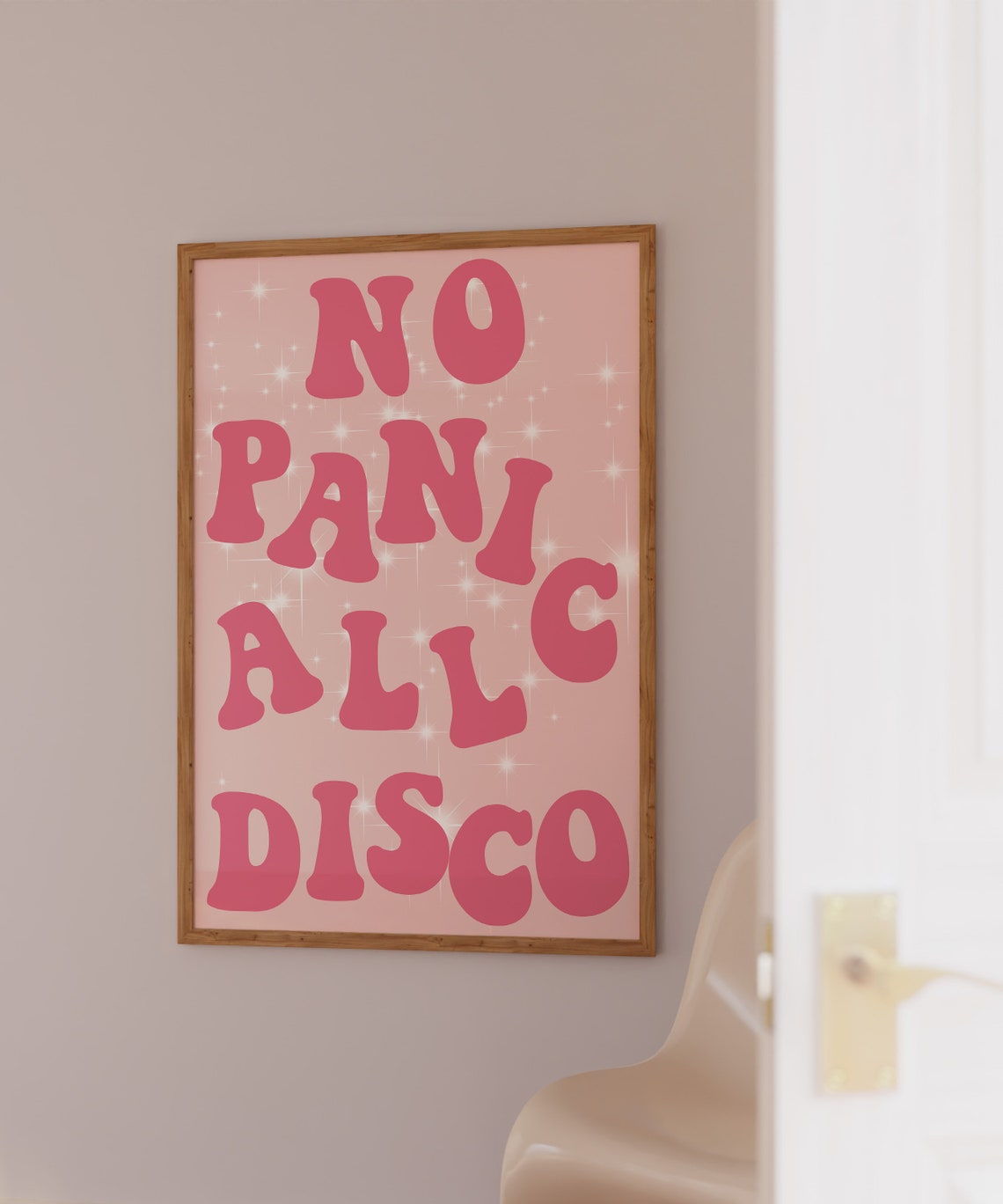 No Panic All Disco Pink Retro Typography Fun Quote Wall Poster - Image 2