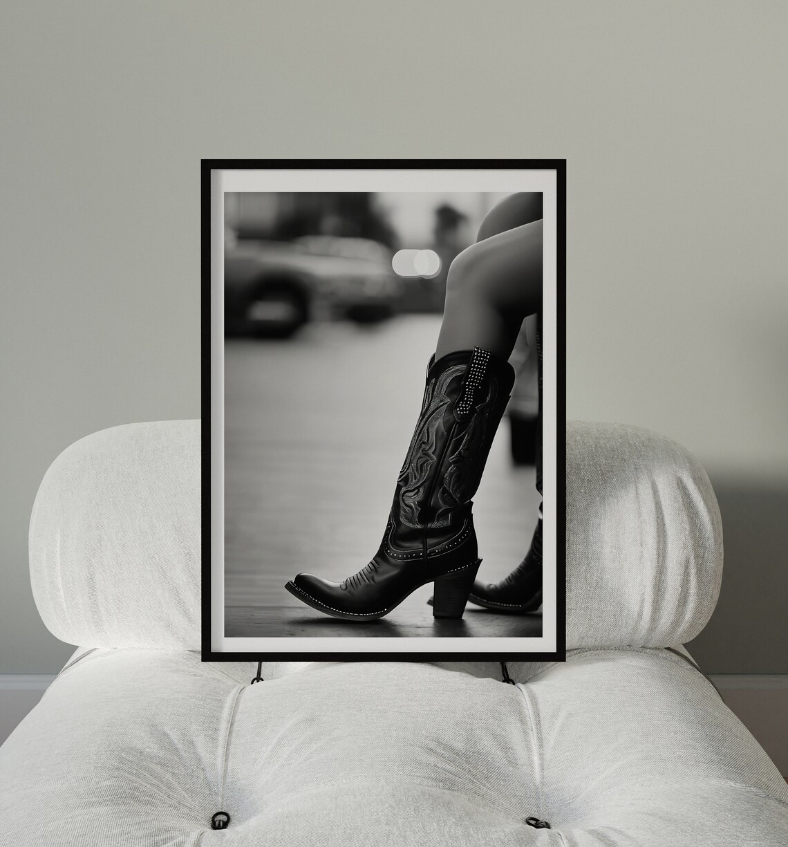 Black And White Vintage Cowgirl Boots Western Photography Wall Art