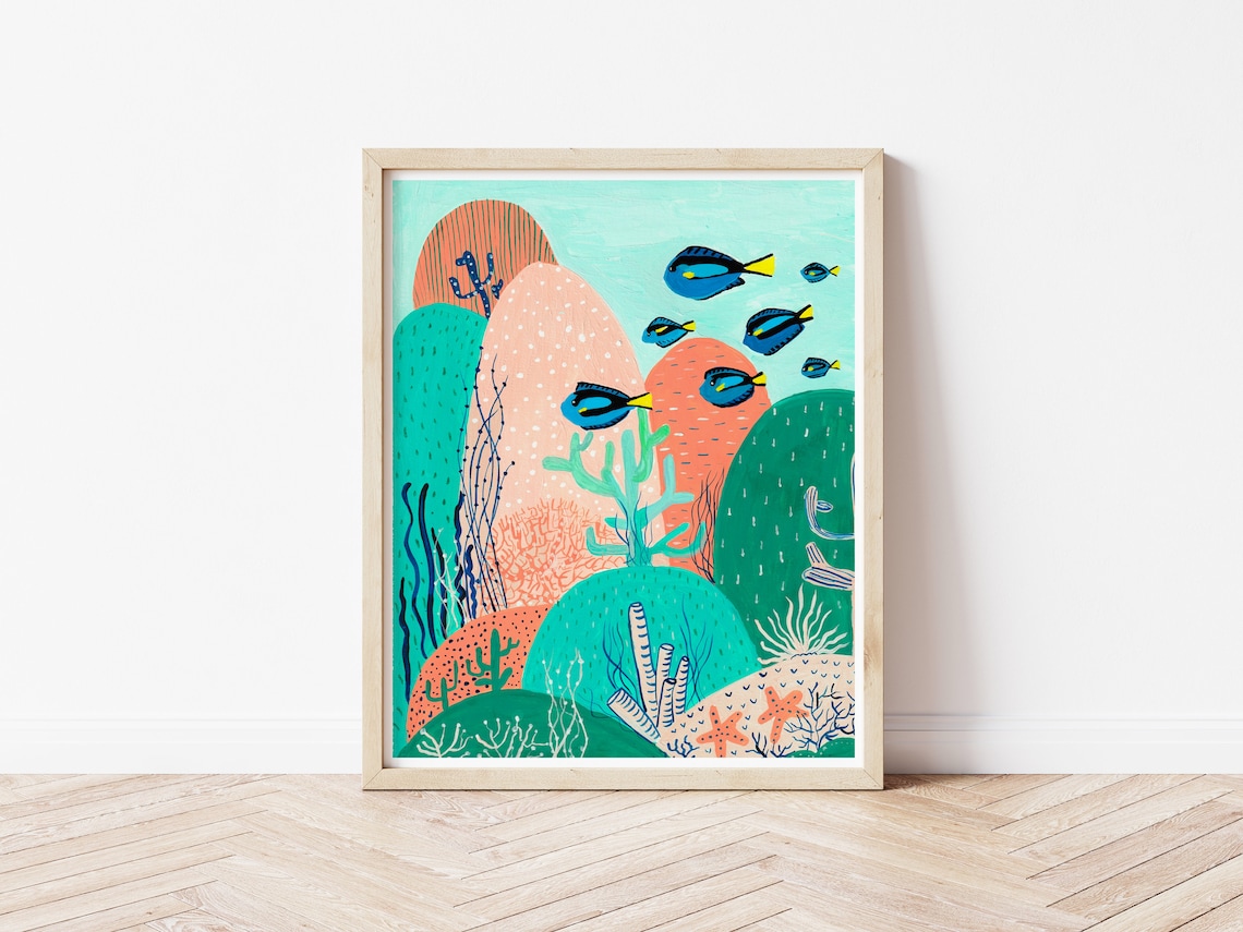 Aquarium Under The Sea Nursery Art Print, Sea Life - Image 2