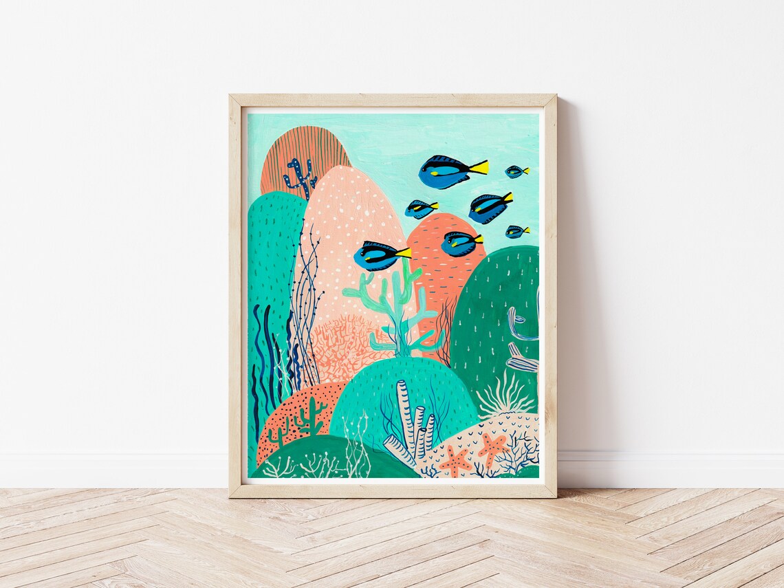 Blue Tang Nursery Art Print, Tropical Ocean Decor - Image 2