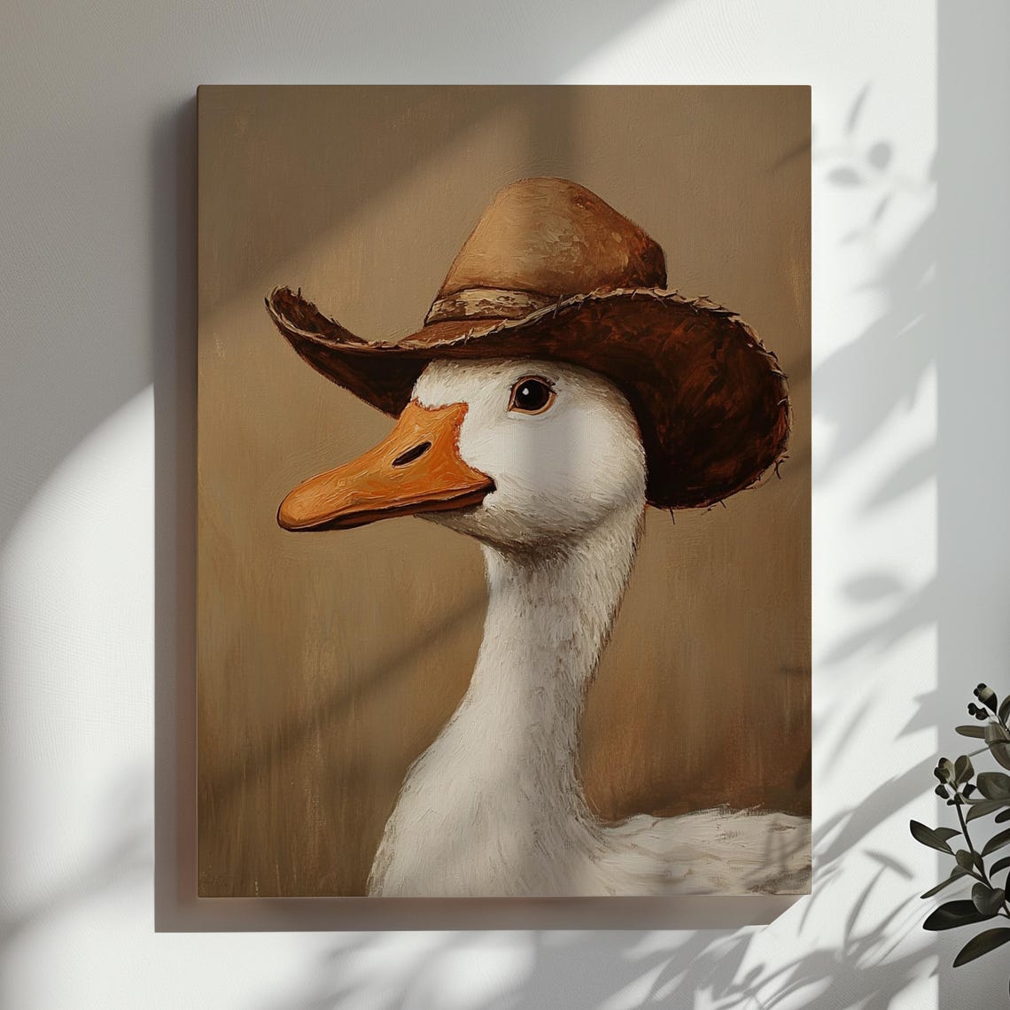 Silly Cowboy Goose Print Funny Cute Goose Wall Art Kids Room Nursery Wall Decor Oil Painting Cowboy Hat Western Cowgirl Matte