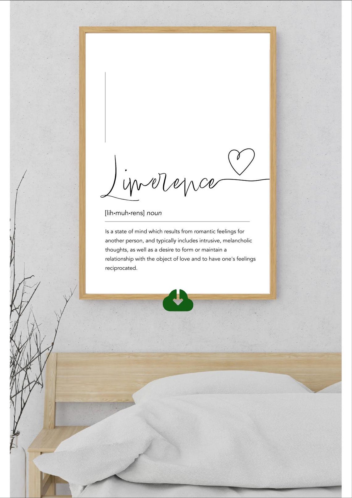 Limerence Script Definition White Romantic Heart Doodle Art Poster - Image 2