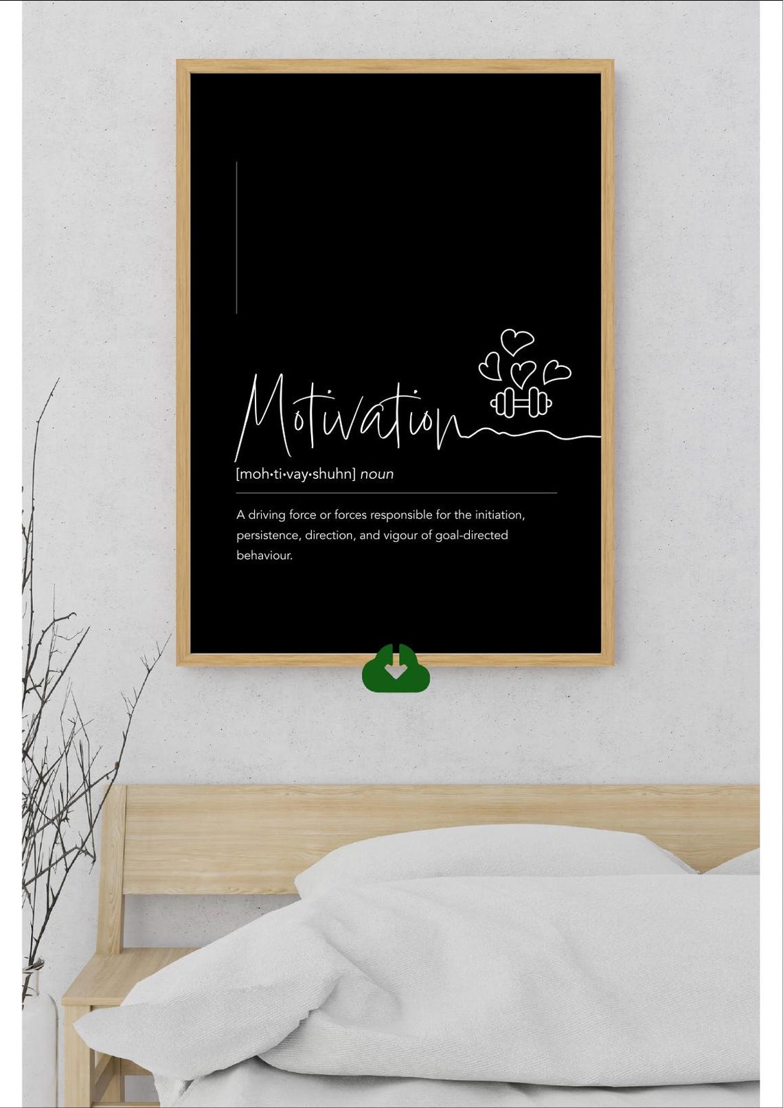 Motivation Script Definition White Dumbbell Fitness Word Art Poster - Image 2