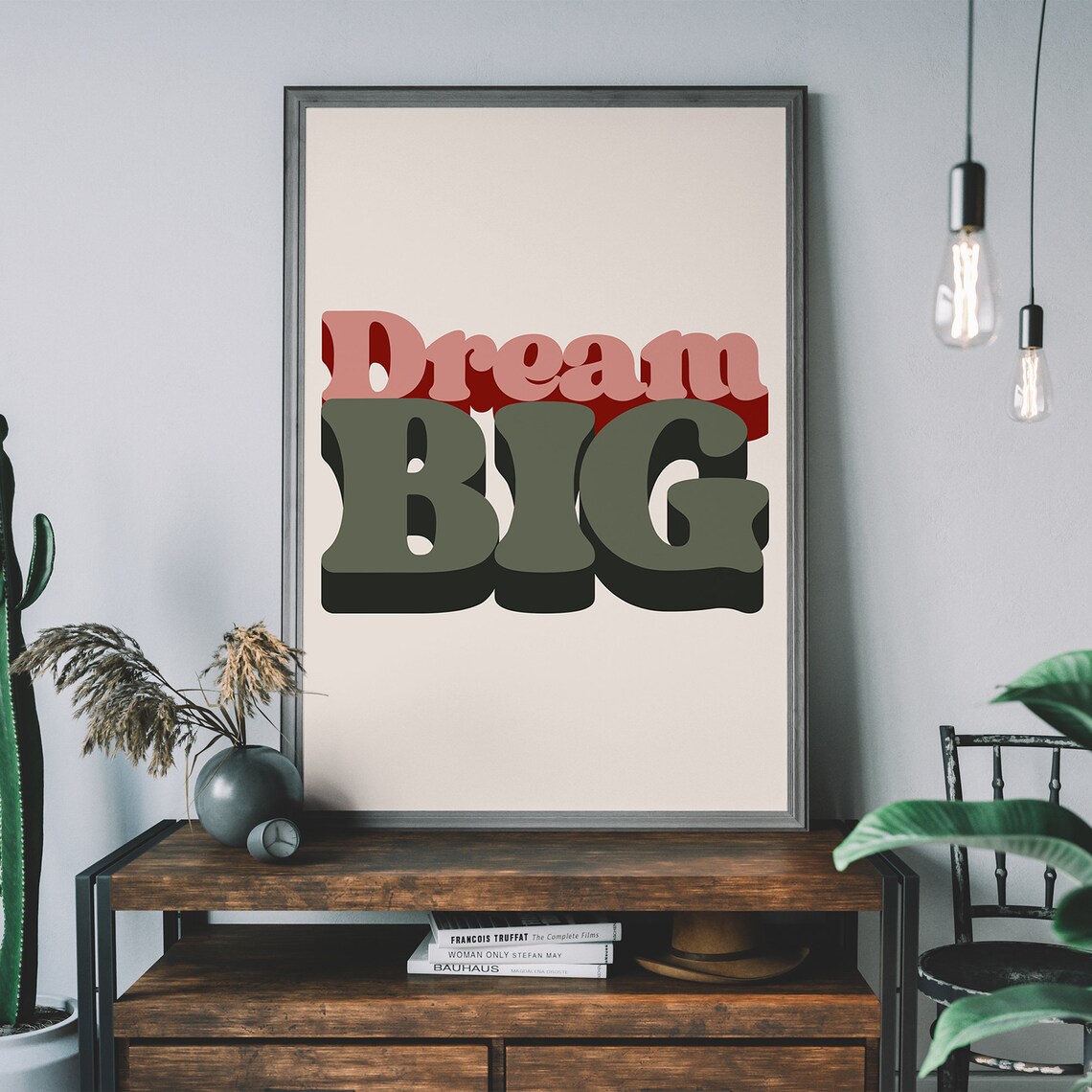 Dream Big Retro Typography Cream Background Motivational Art Poster