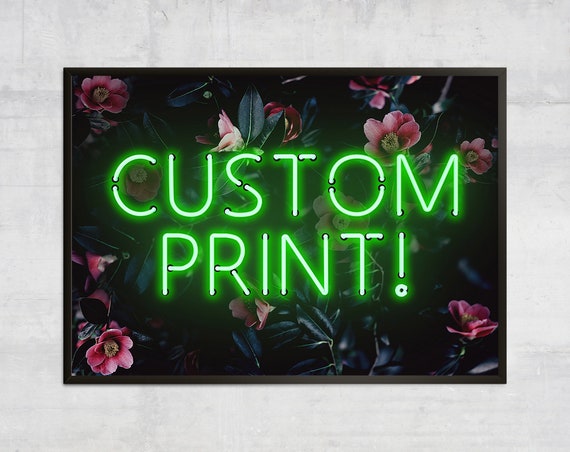 Personalised Green Neon Botanical Quote Art Print