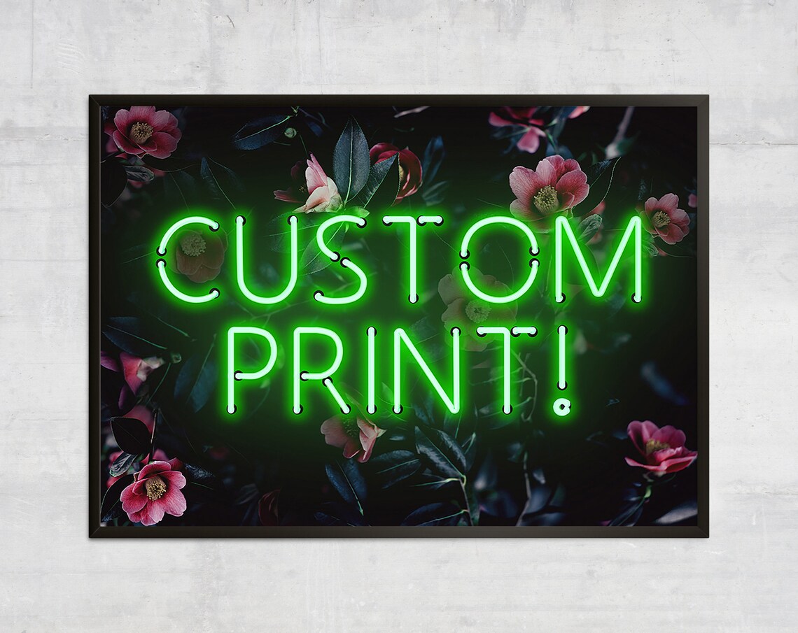 Personalised Green Neon Botanical Quote Art Print