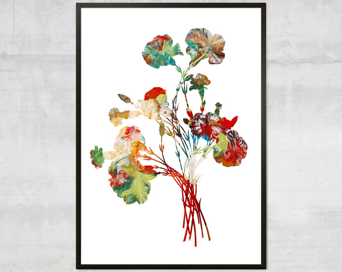Vintage Flower Wall Art Antique Botanical Home Decor Archival Floral Bouquet Print