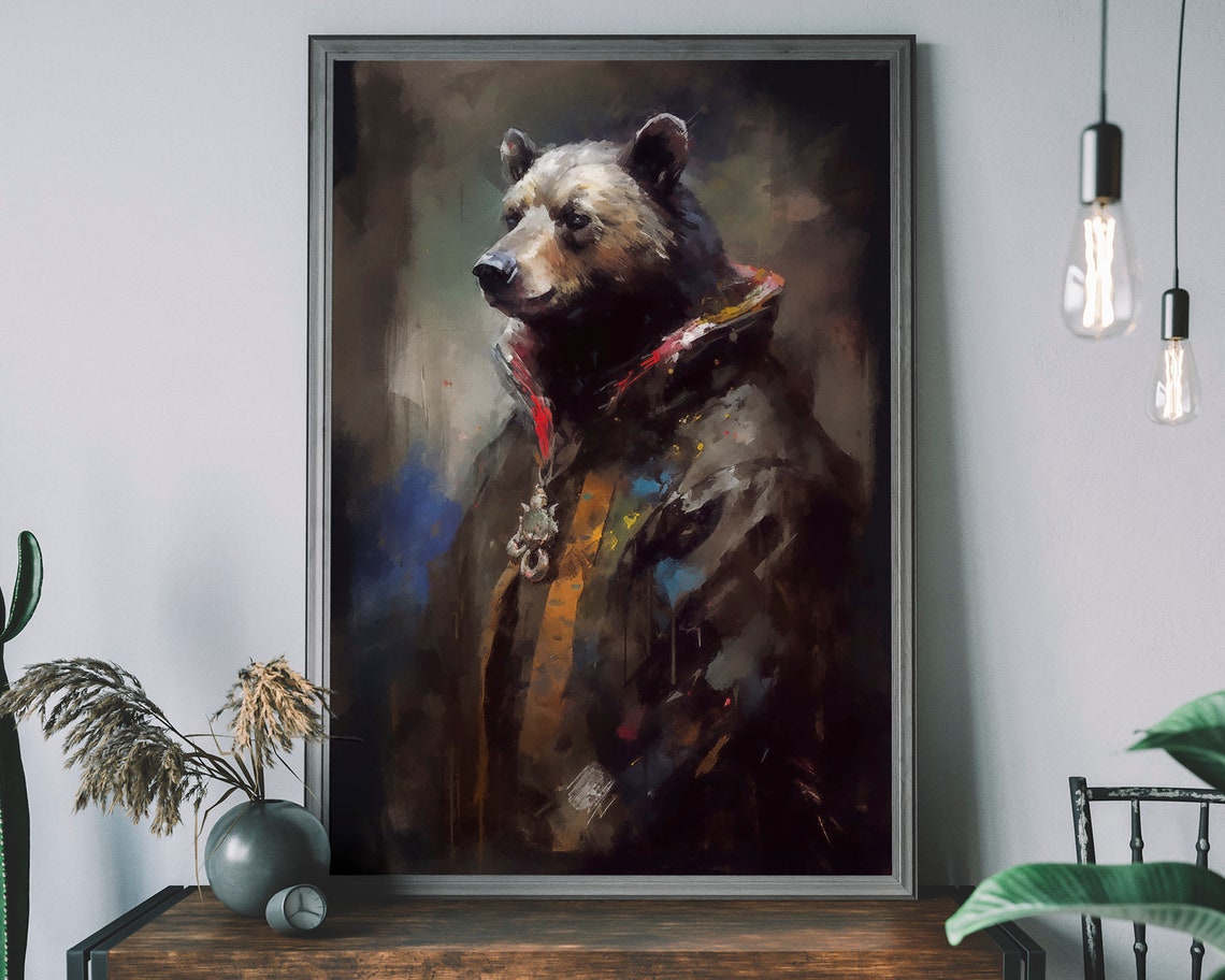 Aristocratic Bear Portrait Renaissance Style Wildlife Painting Poster