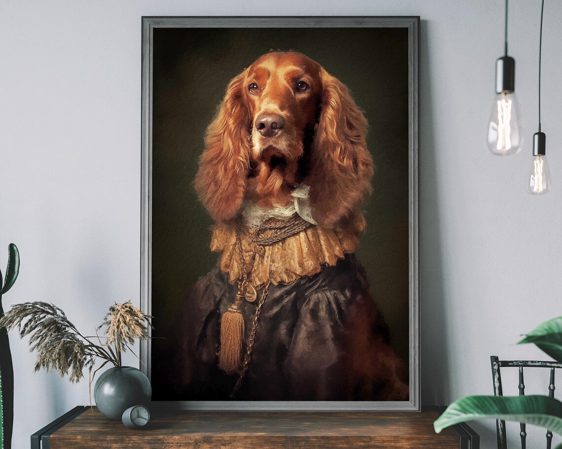 Irish Setter Regal Renaissance Costume Portrait Dog Art Poster