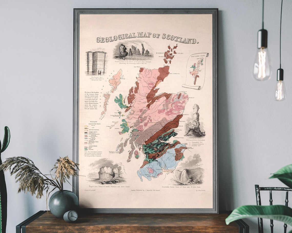 Geological Map Of Scotland Vintage Travel Poster