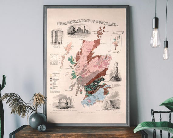 Geological Map Of Scotland Vintage Travel Poster