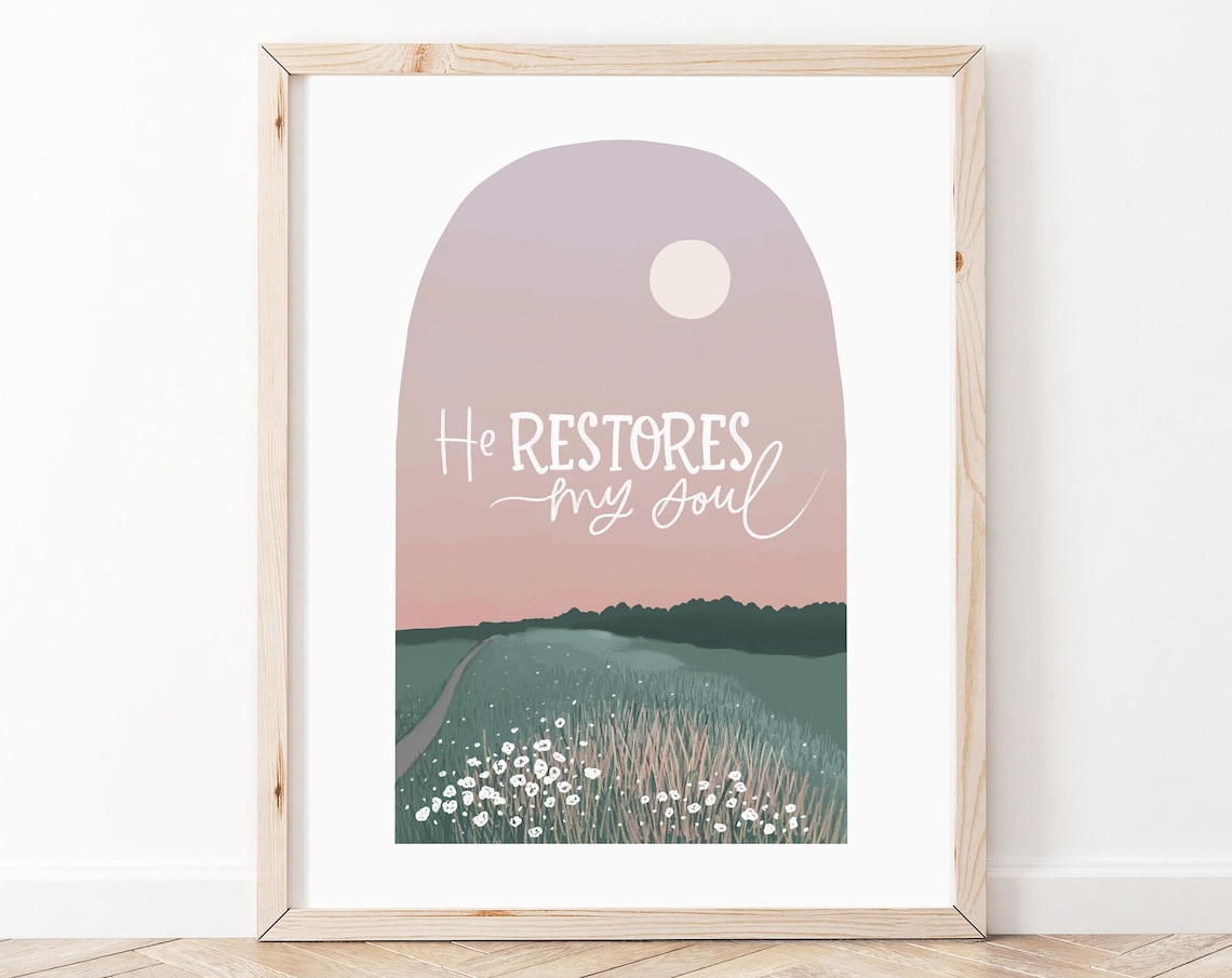 Psalm 23 Christian Bible Verse Art Print