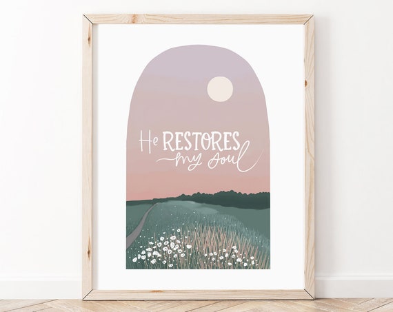 Psalm 23 Christian Bible Verse Art Print