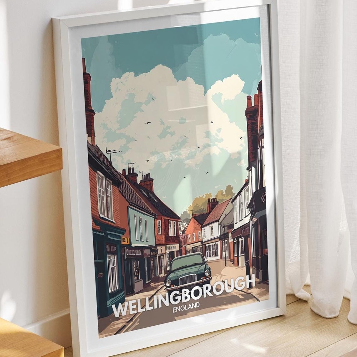 Wellingborough Travel Print England Wellingborough Travel Poster England Travel Poster United Kingdom Wall Art British Art Decor