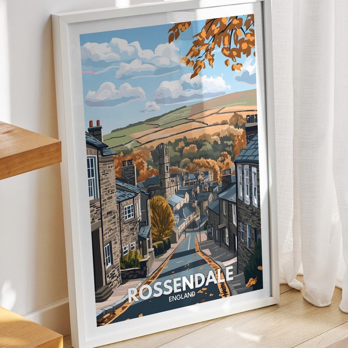 Rossendale Travel Print England Rossendale Travel Poster England Travel Poster United Kingdom Wall Art British Art Decor