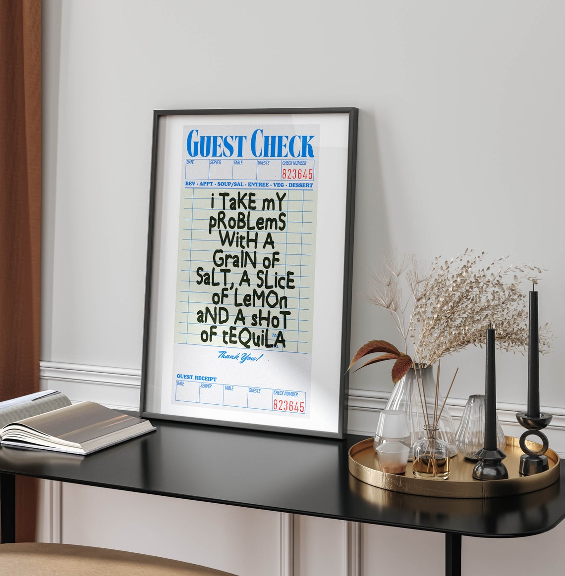 Salt Lemon and a Shot of Tequila Funny Guest Check Receipt Poster - Image 3